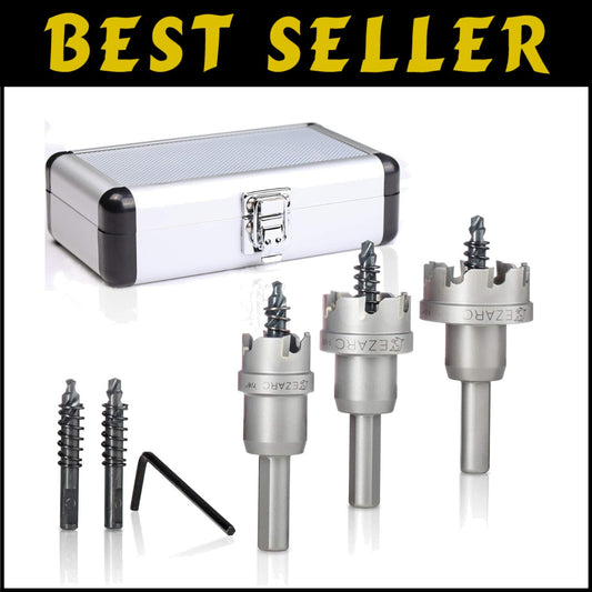 3-Piece Carbide Hole Saw Kit for Precision Metal Drilling - Includes Pilot Bits