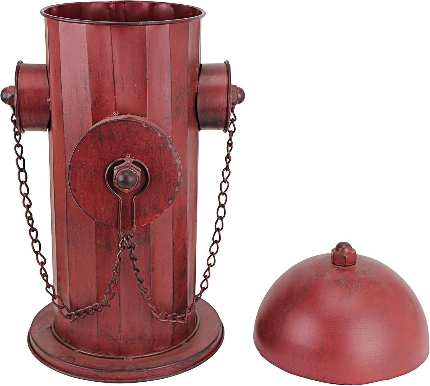 Rustic Red Fire Hydrant Statue - Multi-Functional Puppy Pee Post & Toy Storage