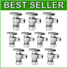 Load image into Gallery viewer, 10 Pack 1/4 Turn Angle Stop Valves - Corrosion-Resistant Brass Plumbing Solution