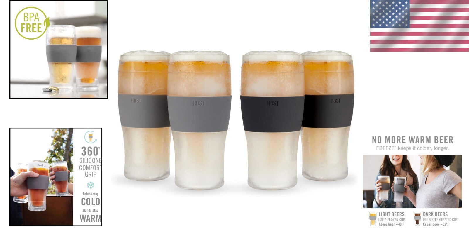 Innovative 16oz Beer Glass Set with Silicone Grip - Ideal Gift for Beer Lovers