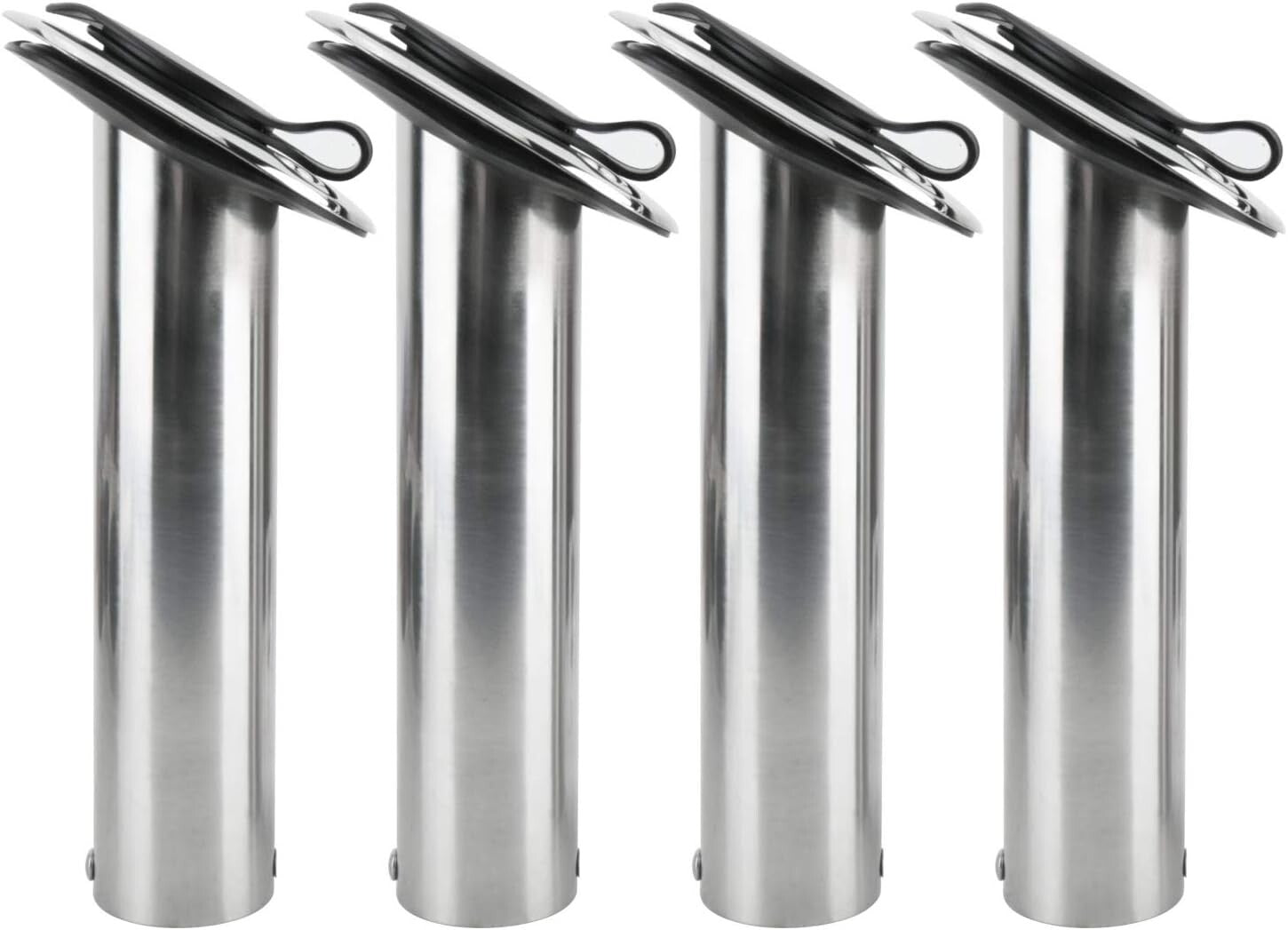 Multi-Angle Fishing Rod Holders - 4-Pack Stainless Steel with Gaskets & Liners