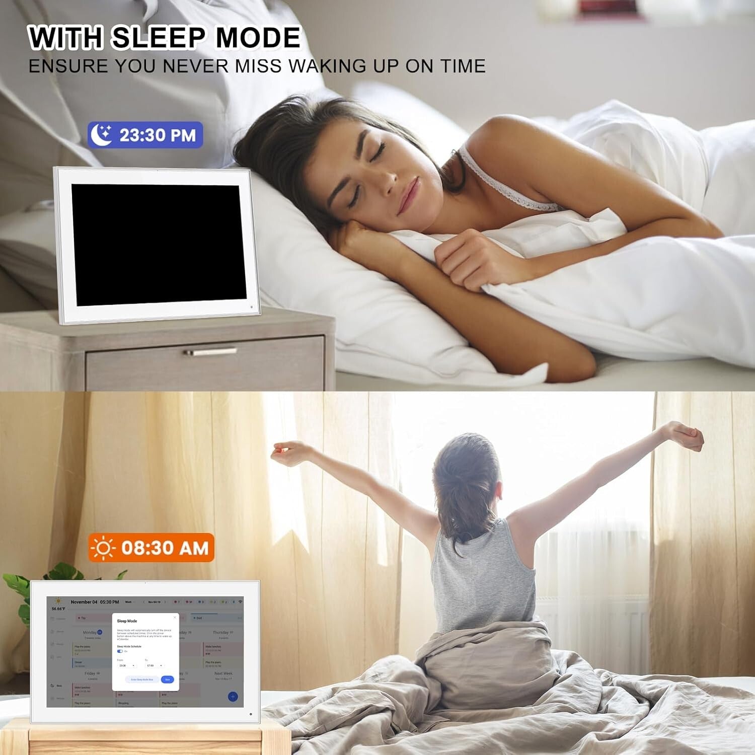 Compact 15.6'' Family Scheduling Digital Calendar with Wall Mount & Desk Stand