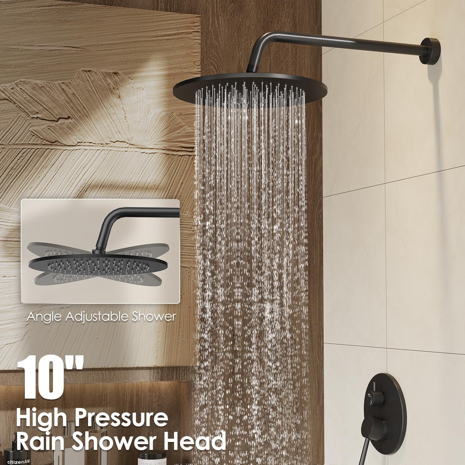 Durable Matte Black Shower Faucet with Adjustable Handheld & Rain Shower Head