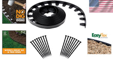 Load image into Gallery viewer, Durable Flexible No-Dig Plastic Lawn Edging Kit with Anchoring Spikes - Black