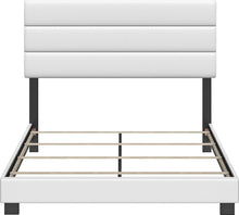 Load image into Gallery viewer, Contemporary Full Size Platform Bed Frame with Faux Leather Headboard - White