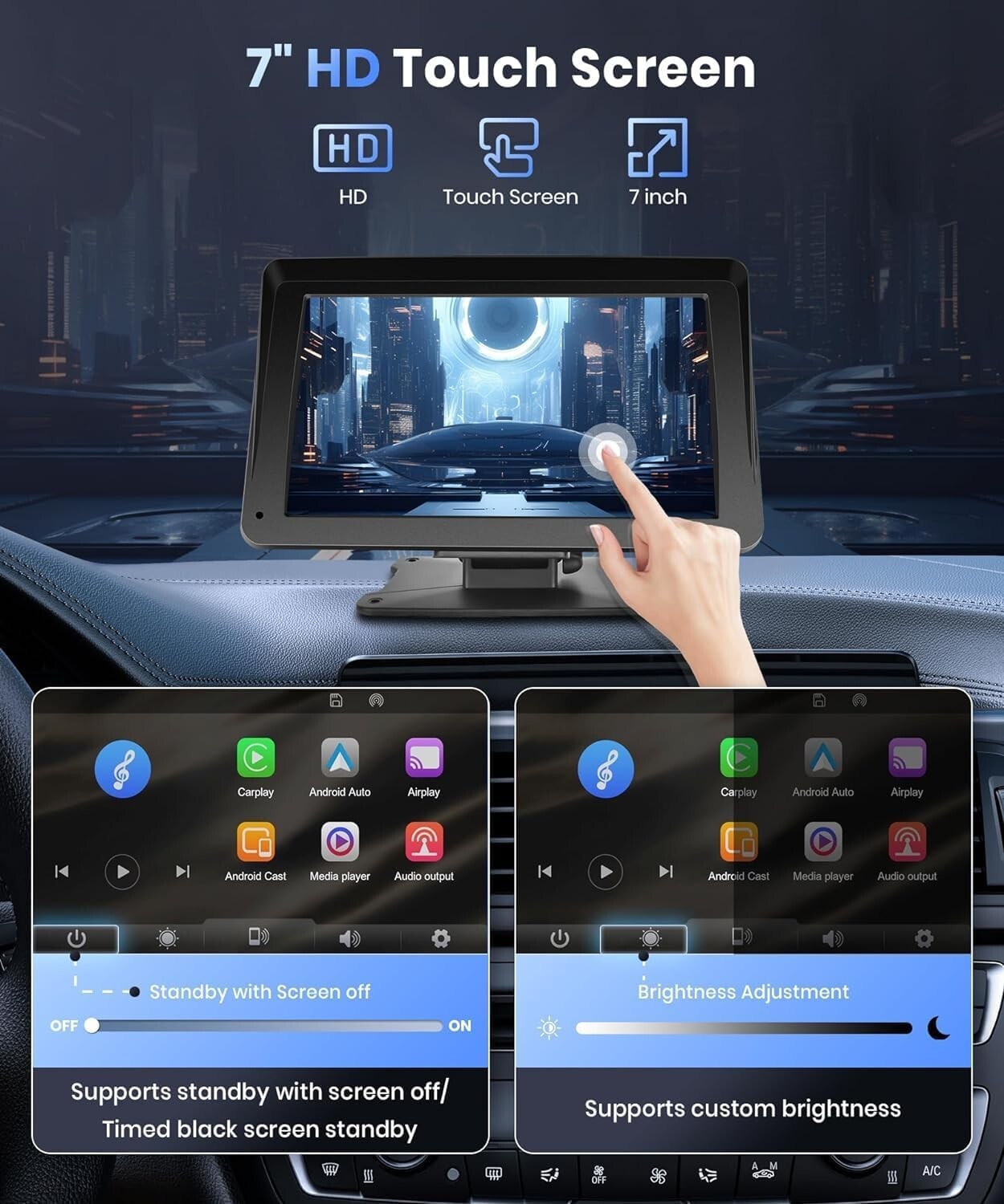 Portable 7-Inch Car Stereo with Voice Control & Navigation - All Vehicles