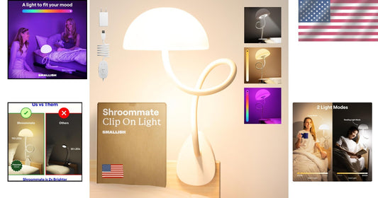 Shroommate 3-in-1 Clip-On Bedside Lamp - Multi-Color LED Night Light for Kids