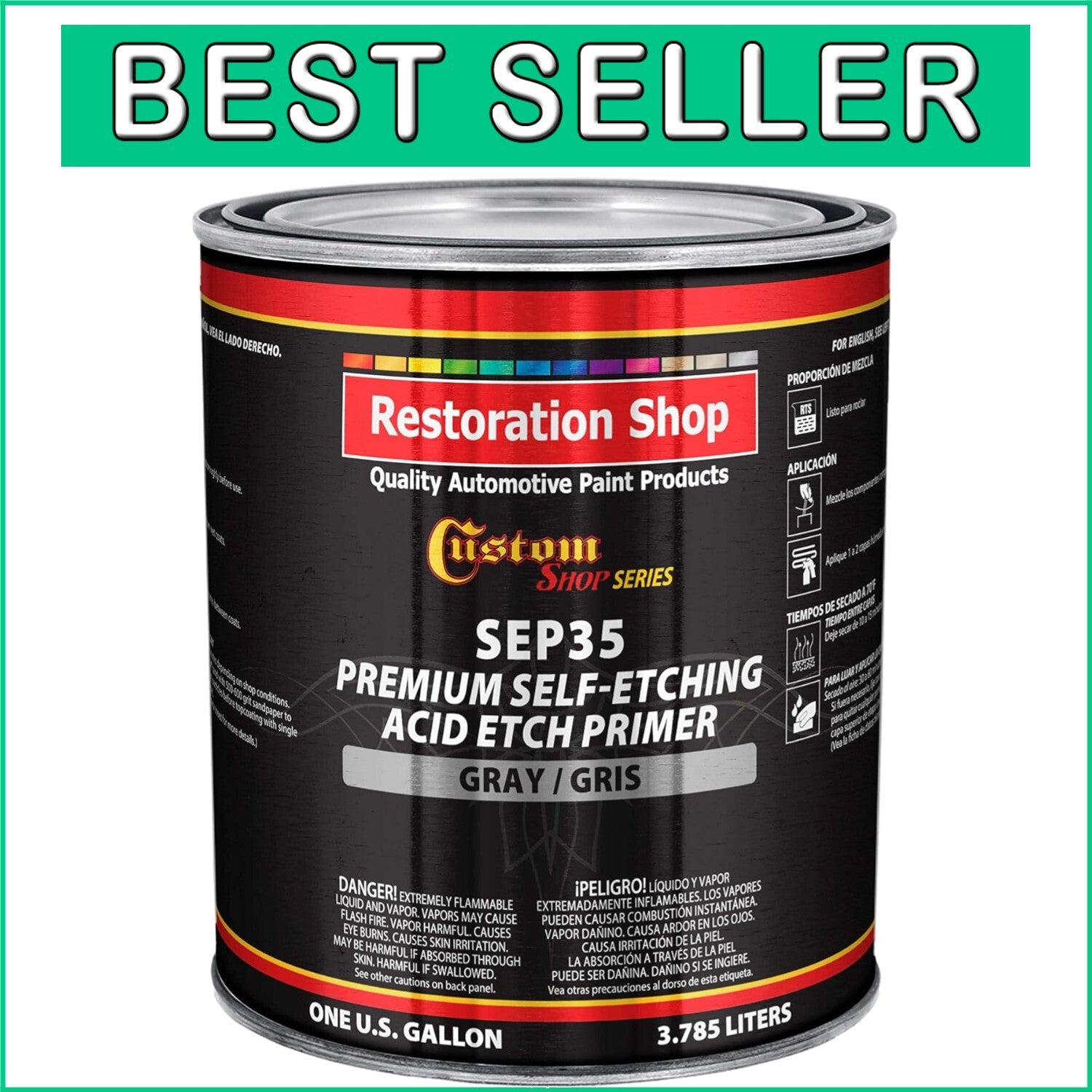 1 Gallon Gray Automotive Self-Etching Primer - Rust Resistant & Flexible Formula