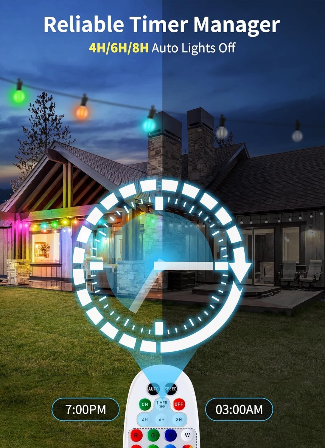 Vibrant RGBW Patio Lights - 58FT Waterproof String Lights for Memorable Events