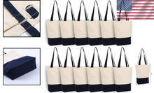 Load image into Gallery viewer, Stylish 12 Pack Canvas Tote Bags 17x14x4 Inches - Heavy Duty for Daily Use
