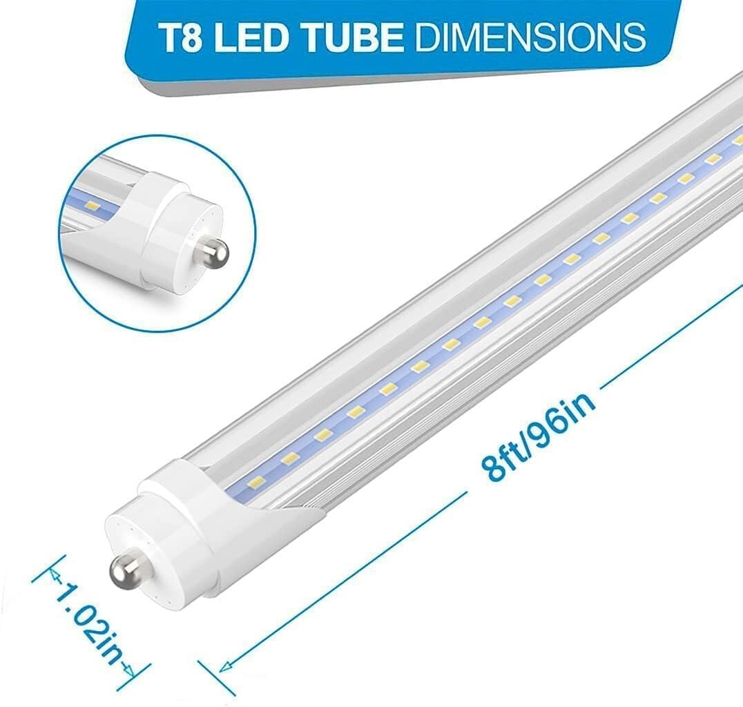 CNSUNWAY 8FT LED Tube Lights - High Brightness, Low Power Consumption, 5400LM
