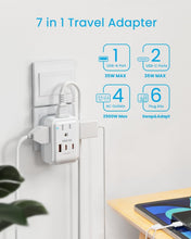 Load image into Gallery viewer, 35W PD Universal Travel Adapter with 3 USB Ports &amp; 6 Plug Types for Global Use