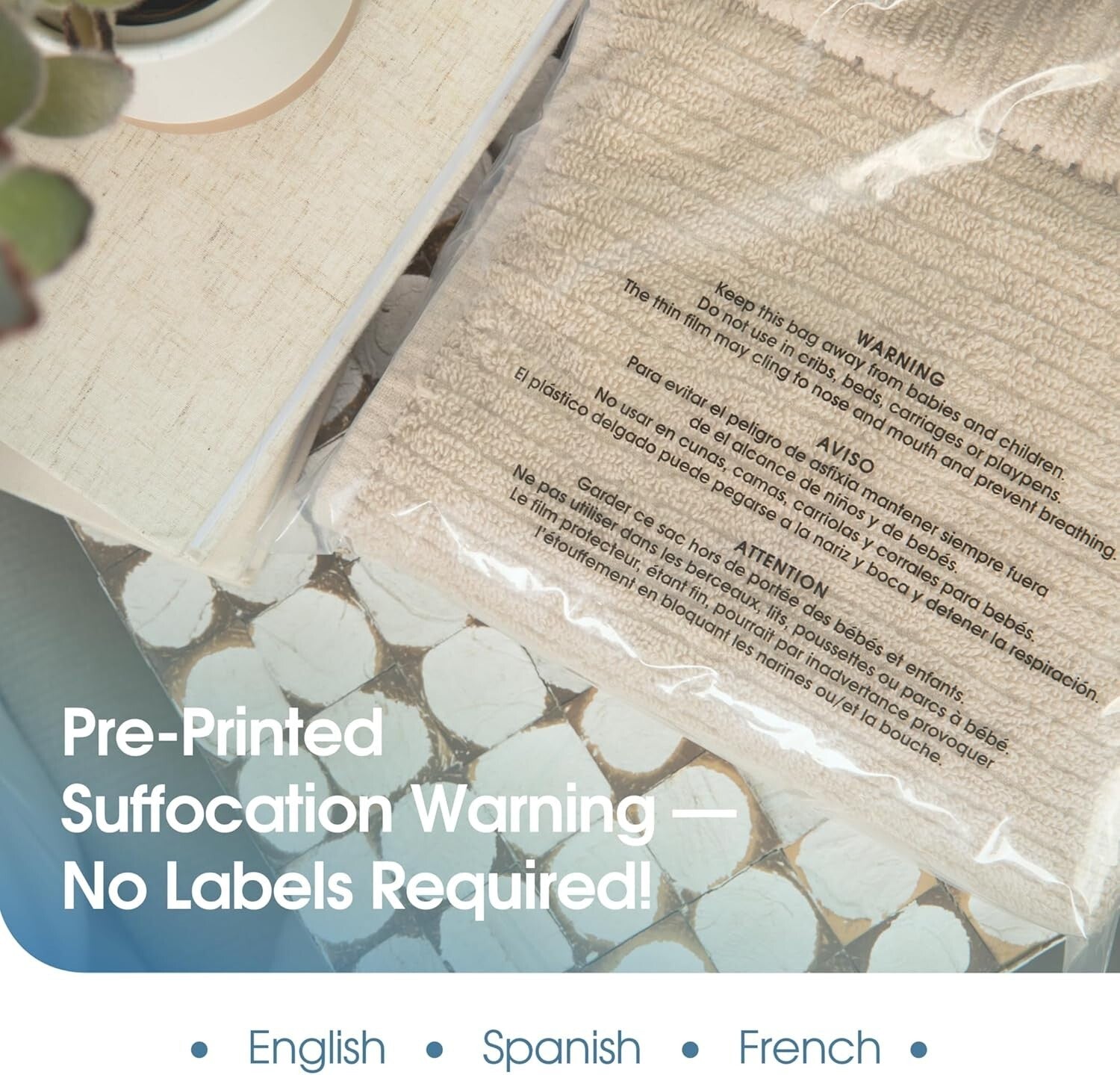 200 Count 20" x 24" Clear Poly Bags with Suffocation Warning for Safe Packaging