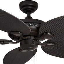 Load image into Gallery viewer, Energy Efficient 52-Inch Damp Rated Ceiling Fan with Hand-Carved Tropical Blades