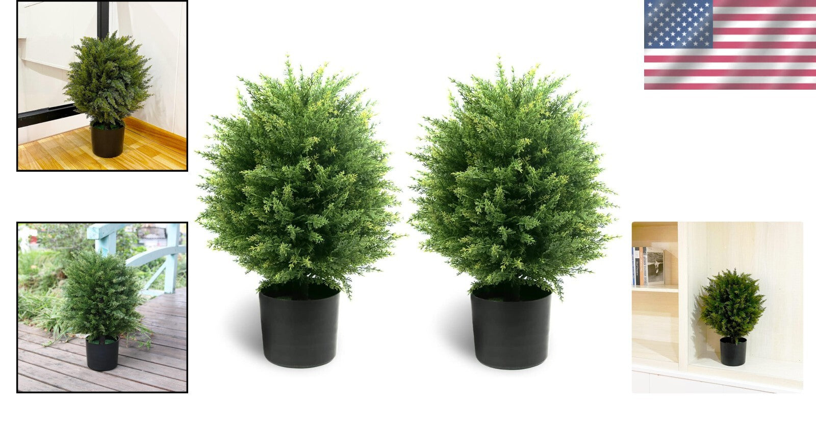 Decorative 19.7” Topiary Ball Tree Set - Weighted Pots & UV Protection Included
