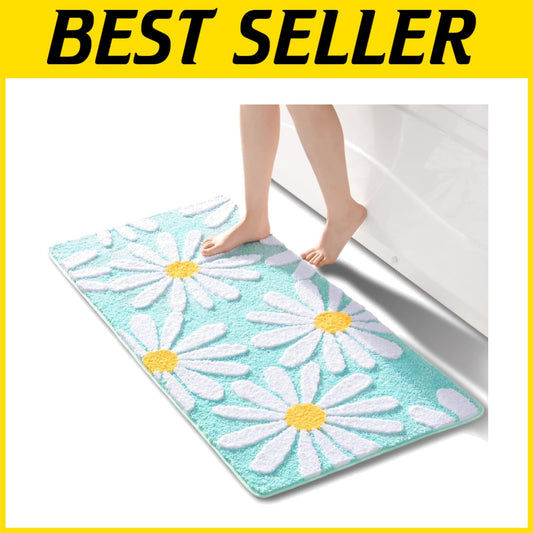 Floral 24x48 Inch Non-Slip Microfiber Bath Rug - Soft, Absorbent & Stylish