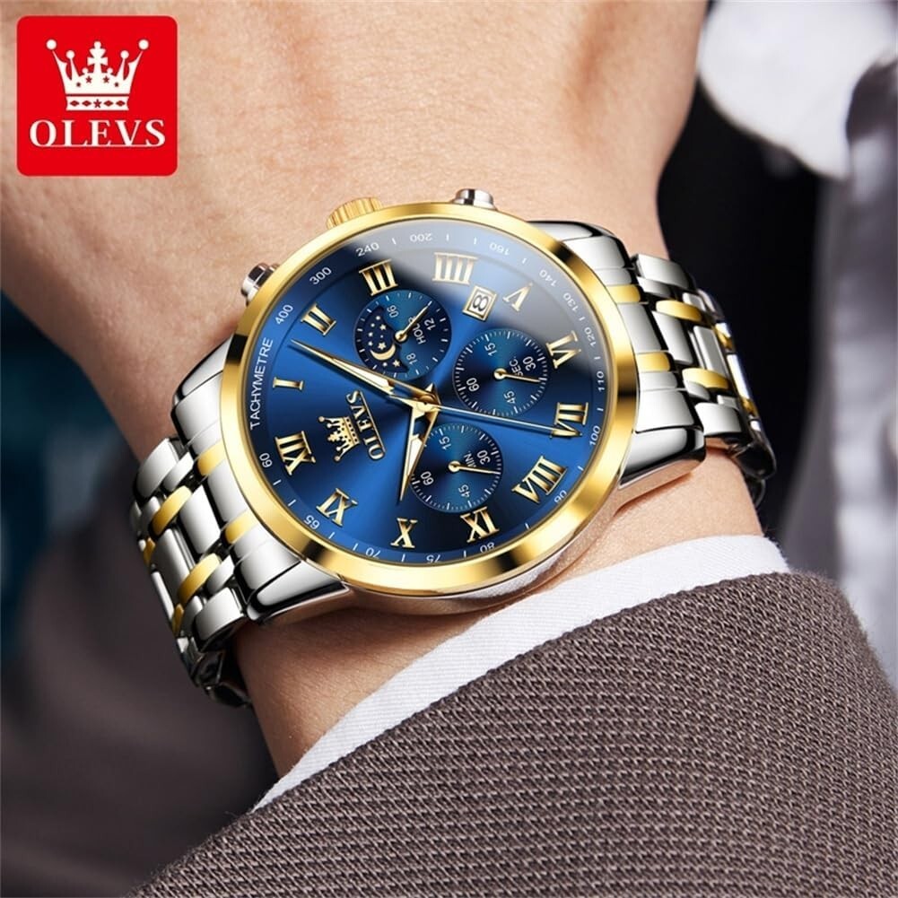 Gifts for Him: Elegant Men's Multi-Dial Chronograph Watch, Waterproof & Luminous