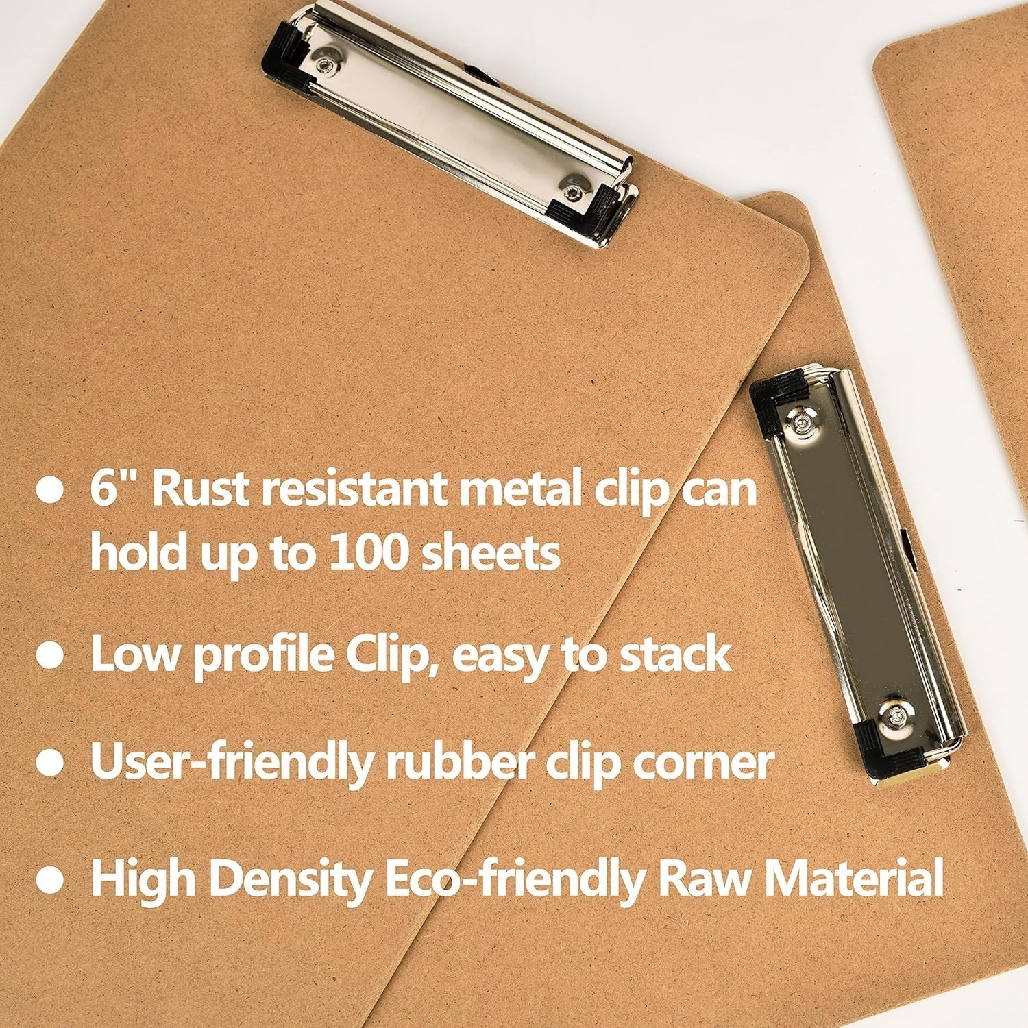 8.5 x 11 Wooden Clipboards with Low Profile Clip - Perfect for Work & Classrooms