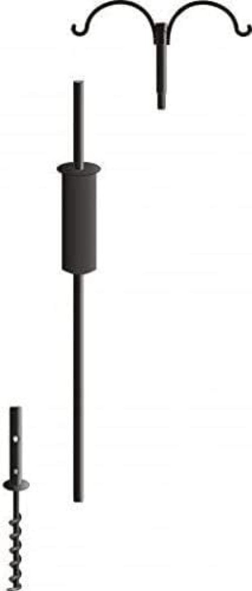 Squirrel-Proof 2 Arm Bird Feeder Pole Set with Durable Baffle & Ground Twister