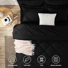 Load image into Gallery viewer, Cozy All-Season Black Twin Comforter Set - 5-Piece with Deep Pocket Sheets