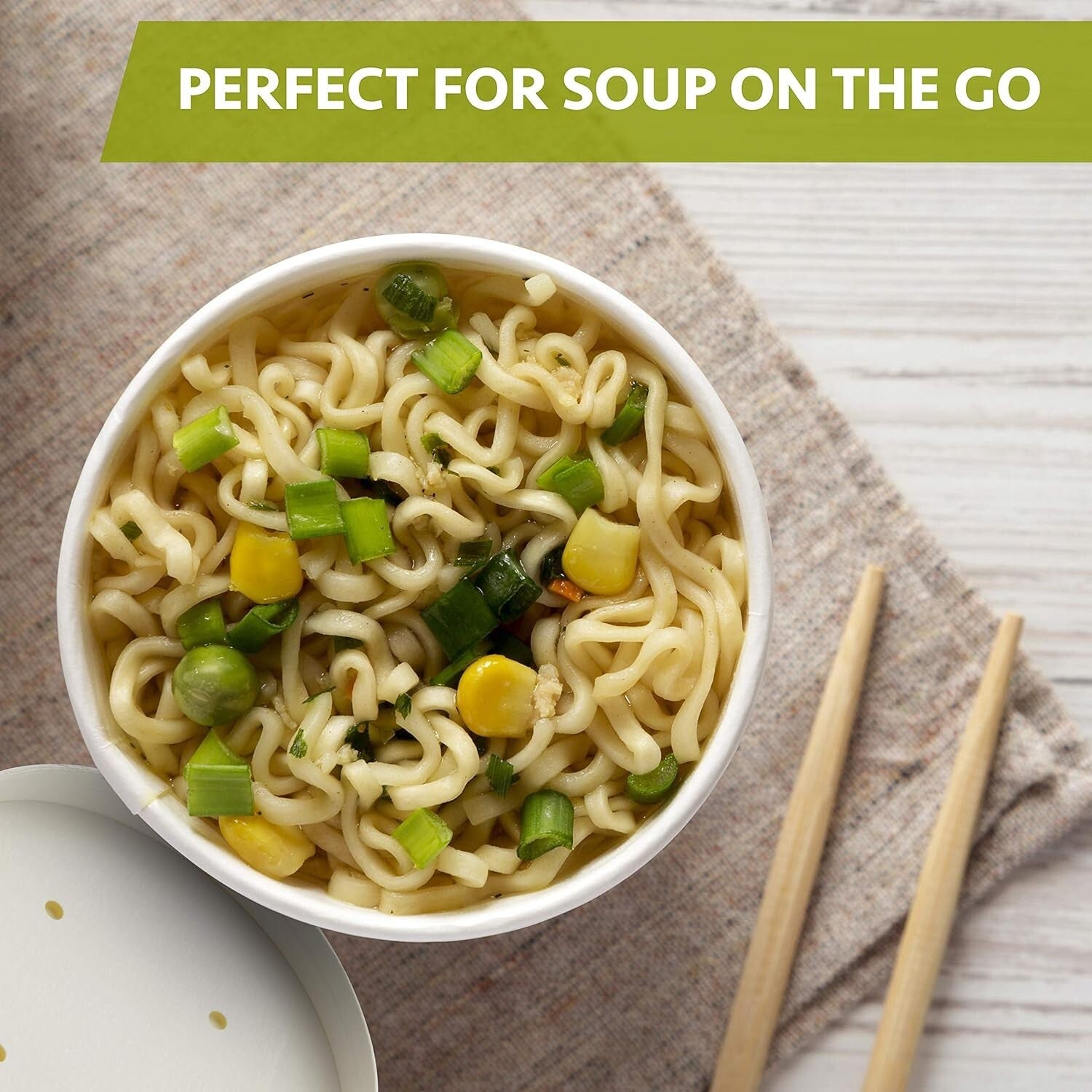 50-Pack 16oz Disposable White Paper Soup Bowls with Vented Lids - Leak-Resistant