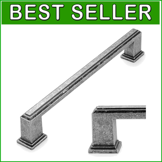 Classic Stepped Bar Furniture Handles with Easy Install - Vintage Iron, 10-Pack