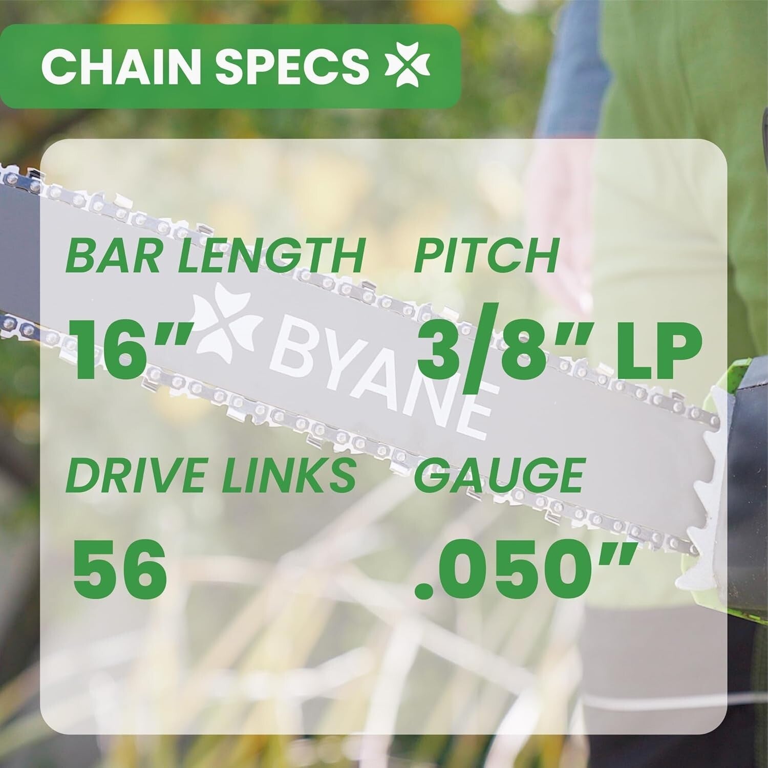16-Inch Bar & Chain with Safety Features - Ideal for Trimming & Landscaping