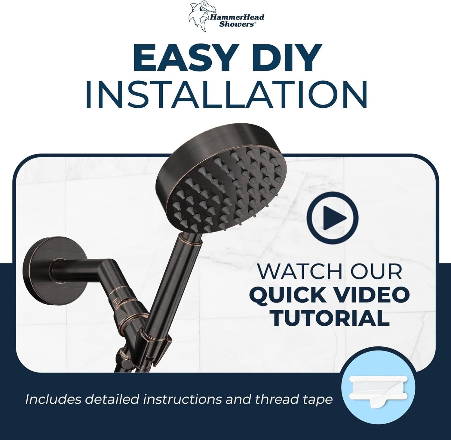 Durable Oil Rubbed Bronze Handheld Shower Head - 72in Hose & Adjustable Bracket