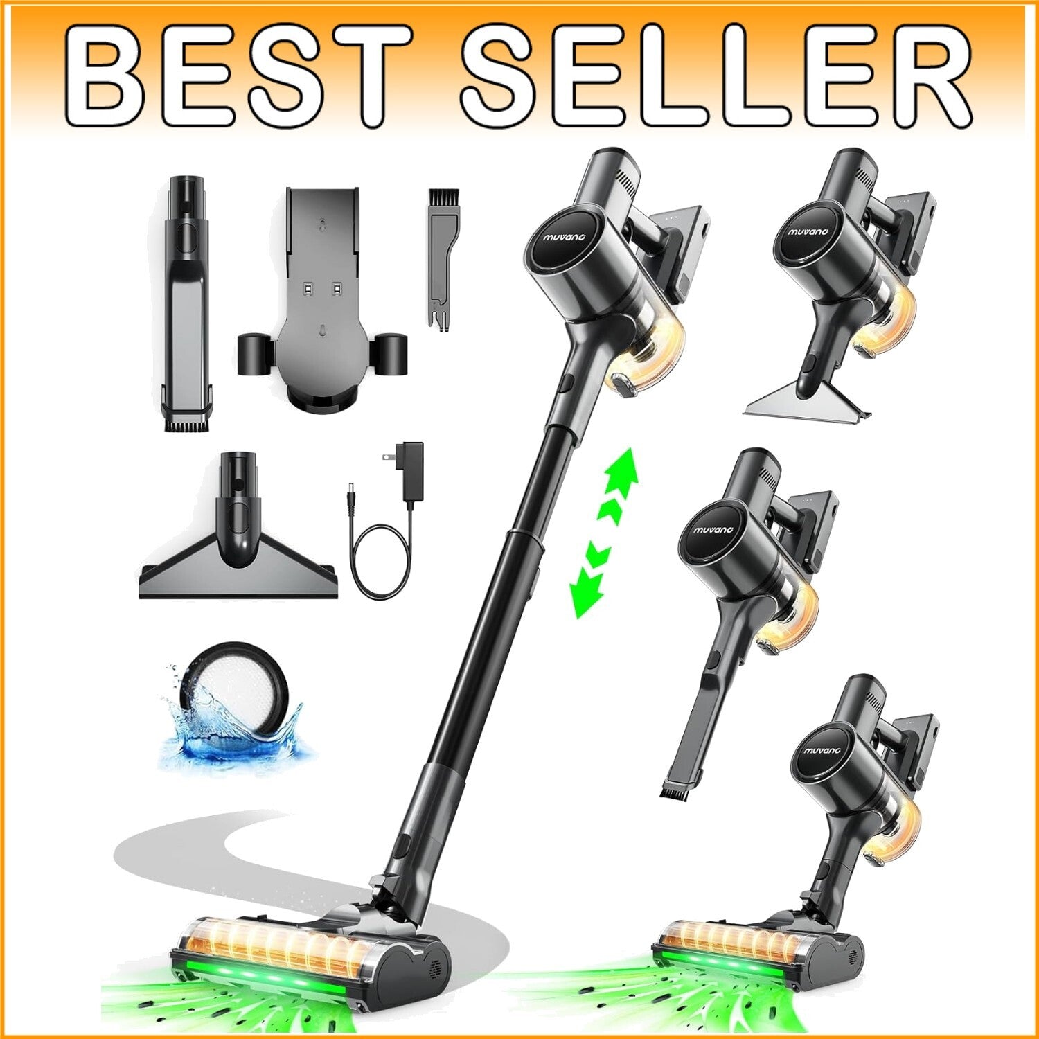 Flexible Cordless Vacuum - 3 Ways to Charge & Powerful Suction for All Floors