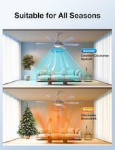 Load image into Gallery viewer, Elegant Ceiling Fan with Lights - 62 Inch, Timer, Remote, Brushed Nickel Finish