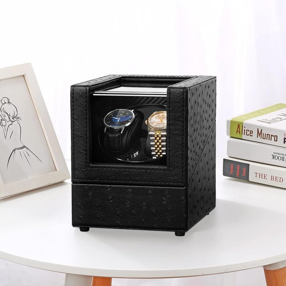 Silent Dual Watch Winder with Adjustable Soft Pillows for Automatic Timepieces