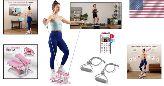 Full-Body Cardio Machine with Resistance Bands & SunnyFit App Connection