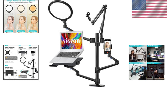 10" Adjustable LED Ring Light and Microphone Stand - Perfect for Online Teaching