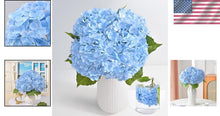Load image into Gallery viewer, Stunning 21in Blue Hydrangea Floral Arrangement - 4 Artificial Flowers