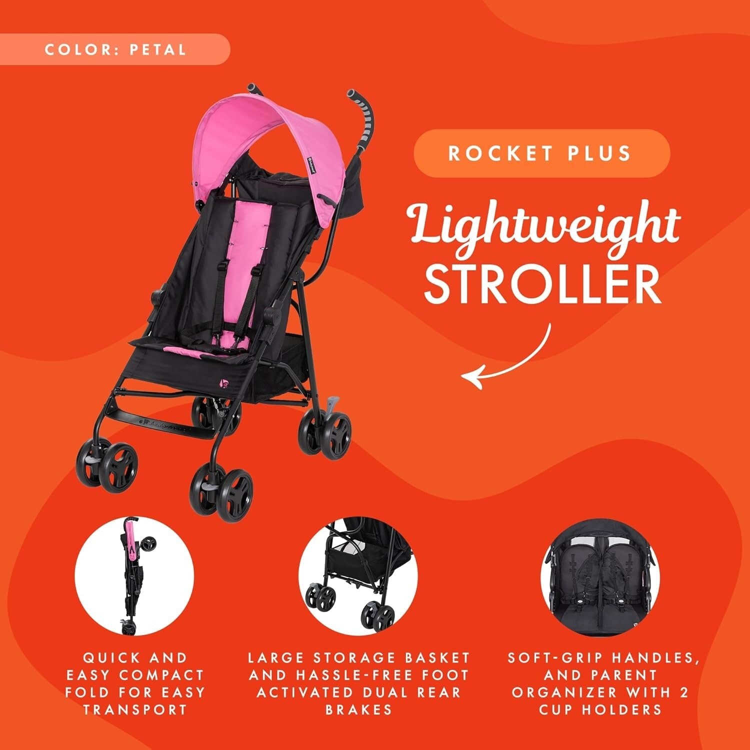 Stylish Petal Lightweight Stroller with Storage & Safety Features for Infants