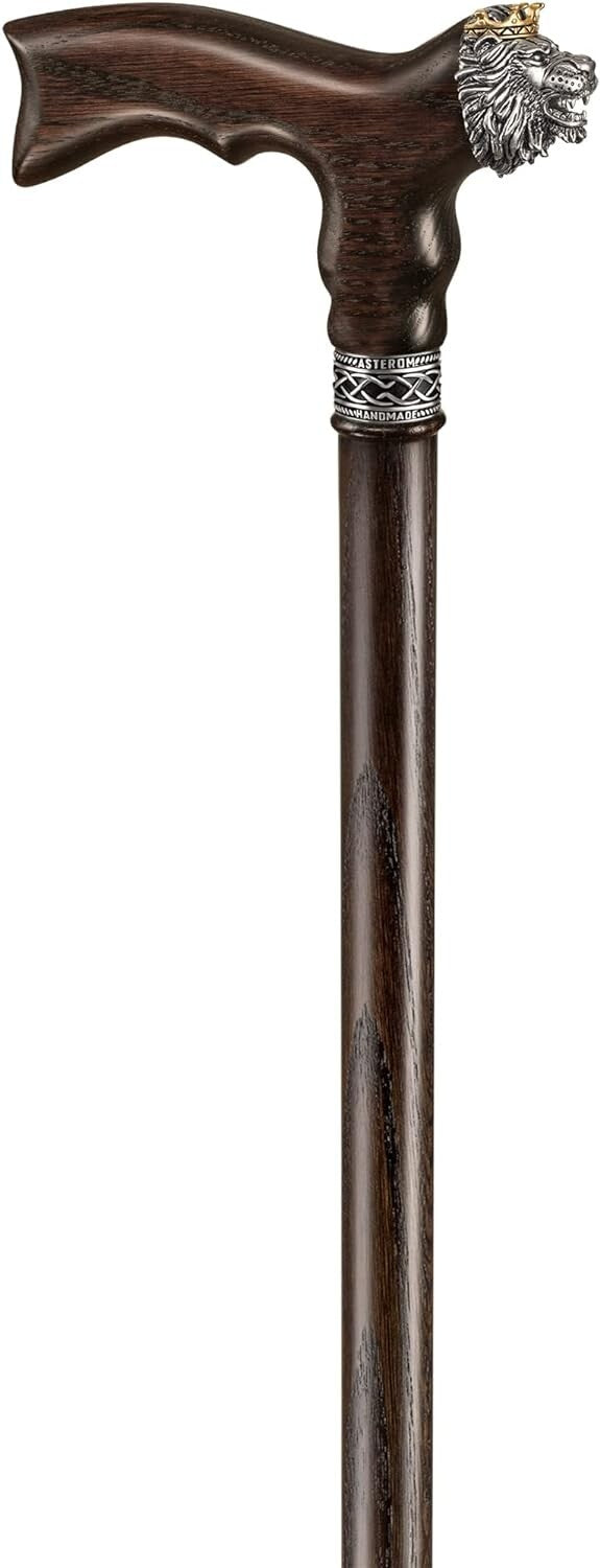 Fashionable 36" Lion Walking Cane for Men & Women - Handcrafted Oak Four Styles