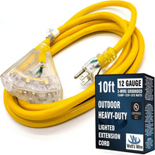Load image into Gallery viewer, 10 ft Yellow 12-Gauge Heavy Duty Extension Cord - Ideal for Tools &amp; Appliances
