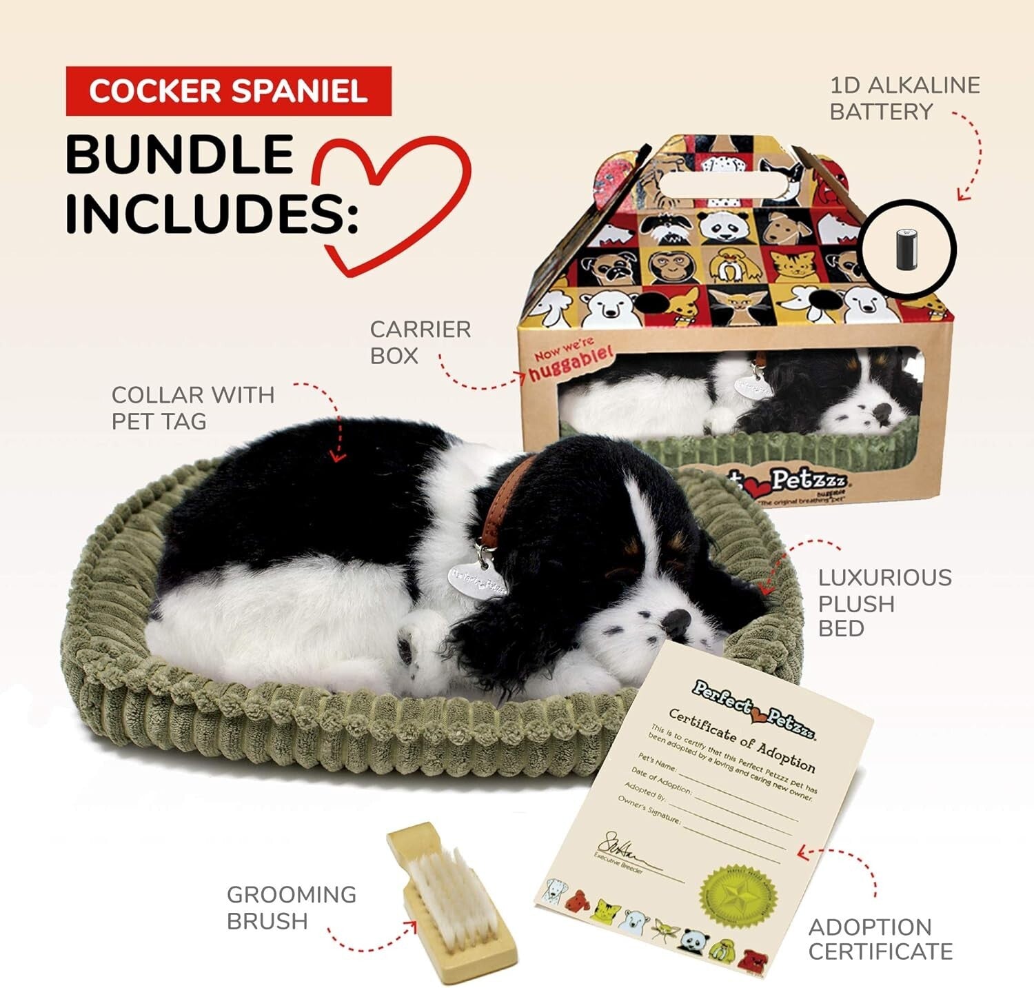 Breathing Interactive Cocker Spaniel Stuffed Toy - Kid-Friendly & Allergens-Free