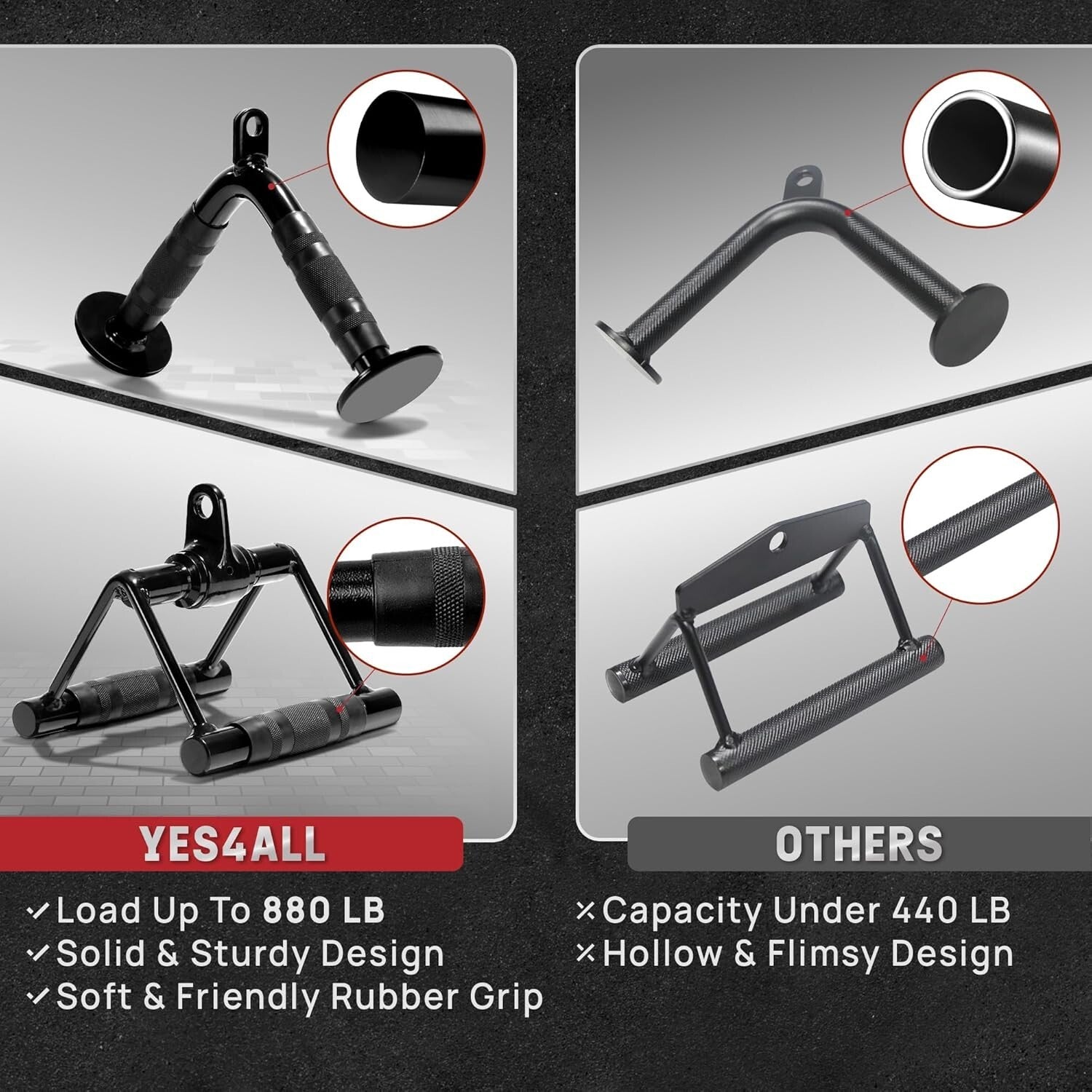 Durable Cable Machine Attachments for Home Gym - Includes Curl & Tricep Bar