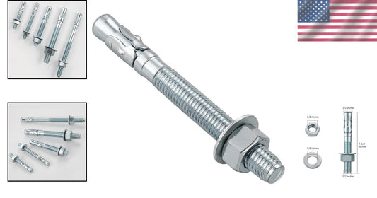Durable 1/2x4-1/2" Zinc Wedge Anchors - 50 Pack Fasteners for Harsh Environments