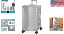 Load image into Gallery viewer, Fashionable Silver 24-In Aluminium Frame Suitcase with TSA Lock &amp; Spinner Wheels