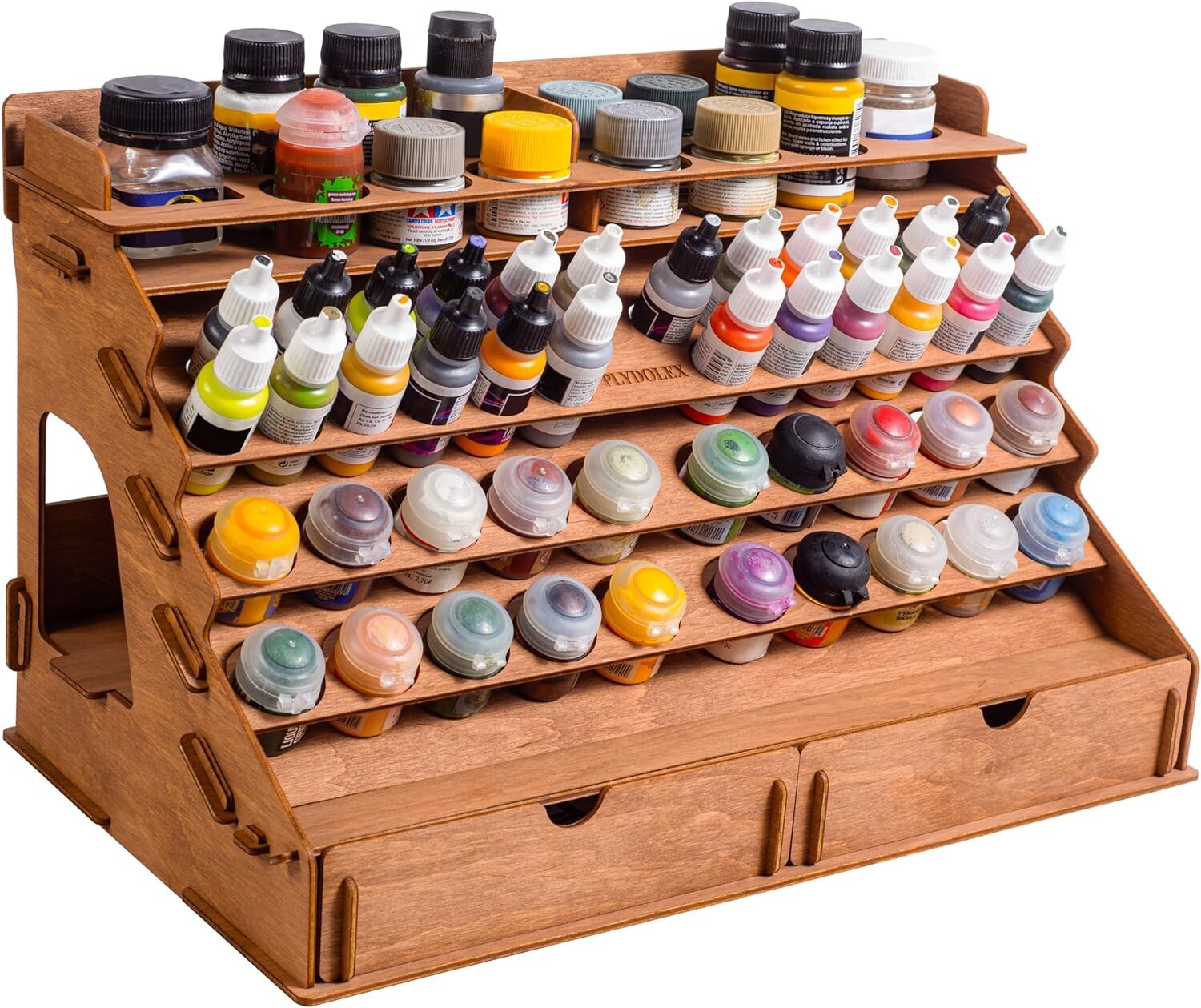 58-Hole Paint Organizer: Removable Shelf & Stands for Miniature Painting