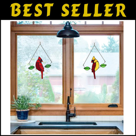 Handmade Stained Glass Cardinal Suncatcher - Heartfelt Memorial Gifts for Women