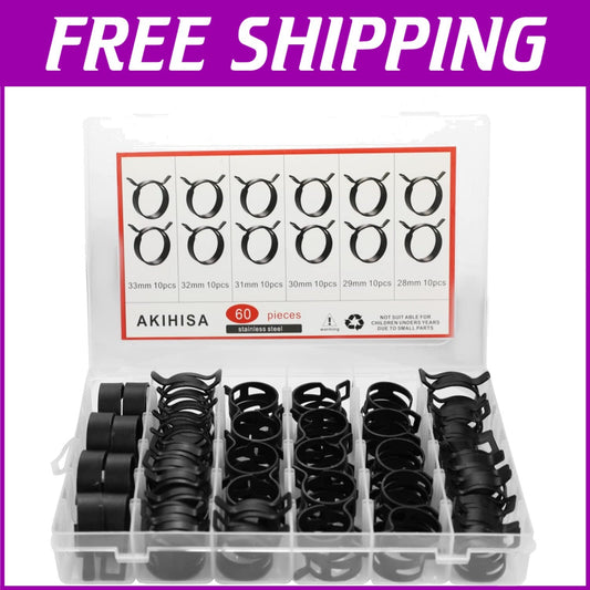 Corrosion-Resistant 60 Pcs Spring Hose Clamps for Fuel, Air, and Water Lines