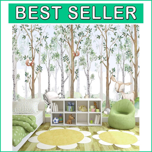 Durable Cartoon Animals Watercolor Wallpaper for Boys' and Girls' Rooms