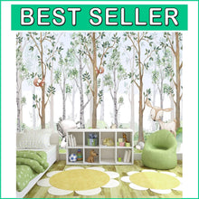 Load image into Gallery viewer, Durable Cartoon Animals Watercolor Wallpaper for Boys' and Girls' Rooms