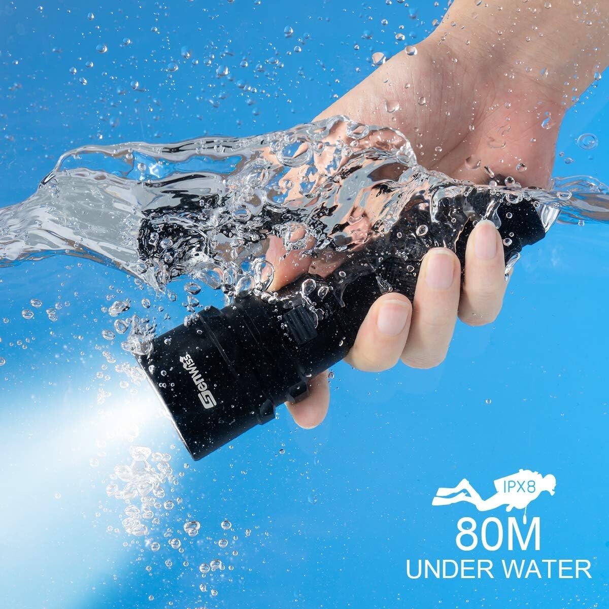2000 Lumen Waterproof Diving Flashlight - Rechargeable LED Torch for Adventures