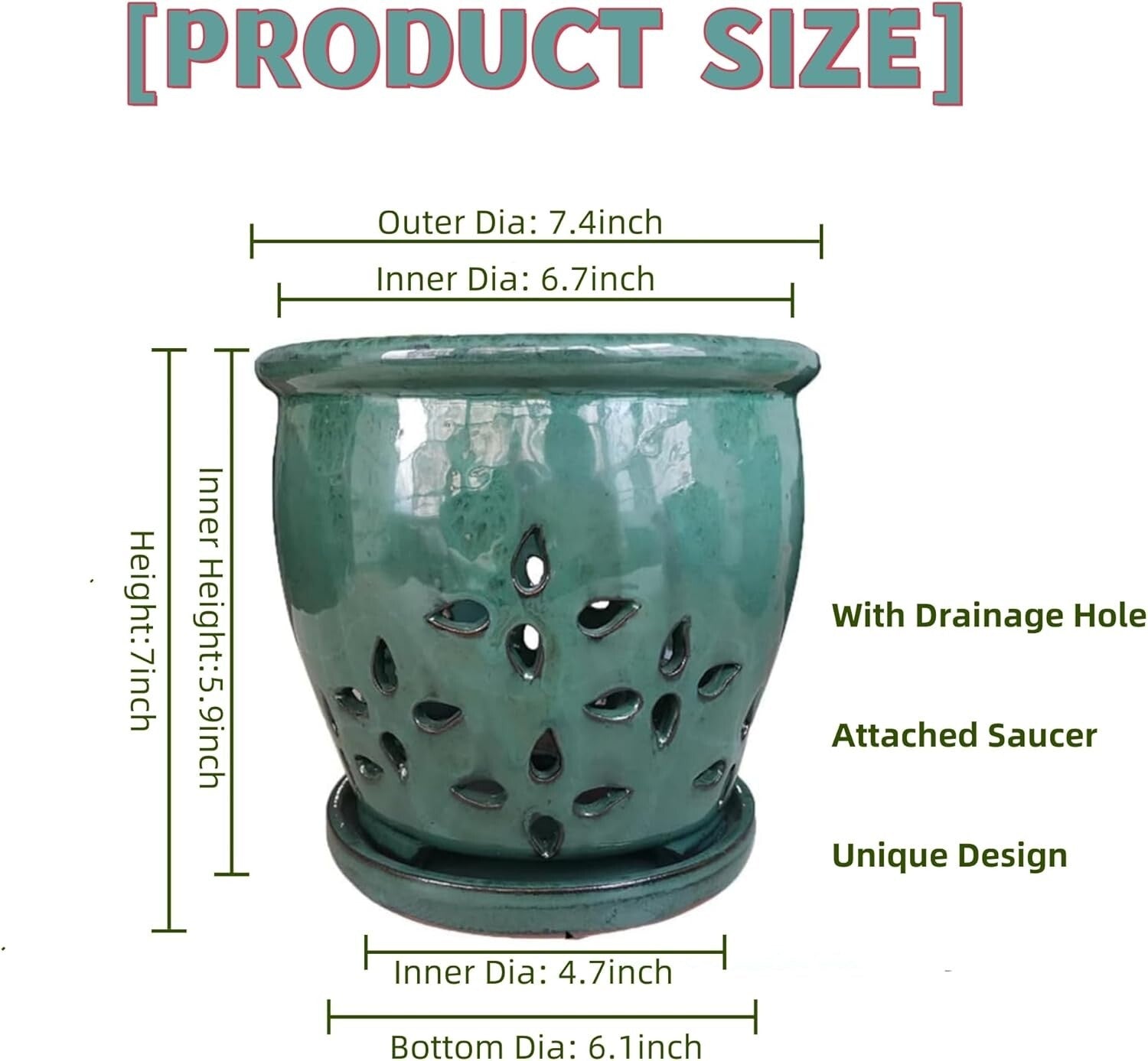 Attractive Polished Ceramic 7-Inch Planter with Drainage - Ideal for Windowsills