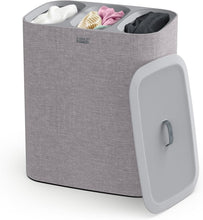 Load image into Gallery viewer, Tota Trio 90L Laundry Hamper - 3 Compartments with Removable Bags in Gray