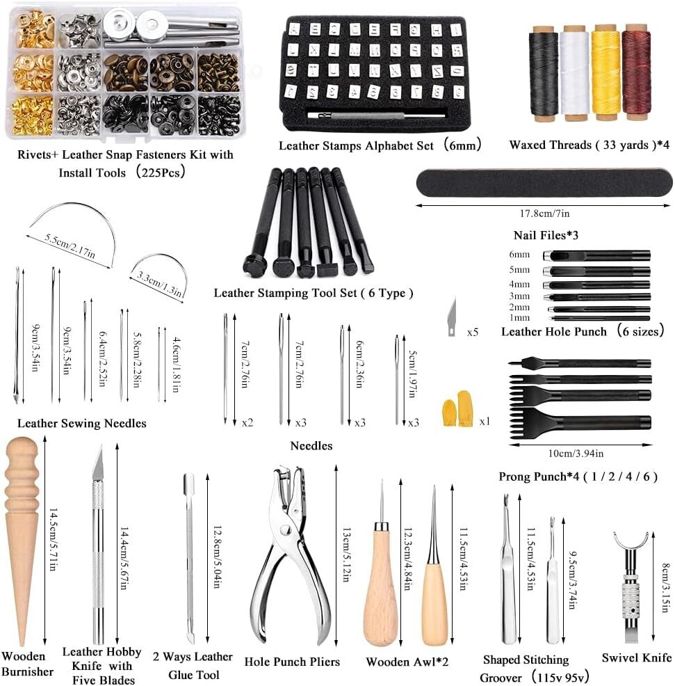 Versatile 415 PCS Leather Tools Kit – Ideal for DIY Crafts & Creative Projects